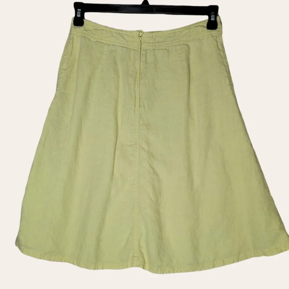 Divided Yellow Linen A-line Skirt Women's 8 - Picture 3 of 3